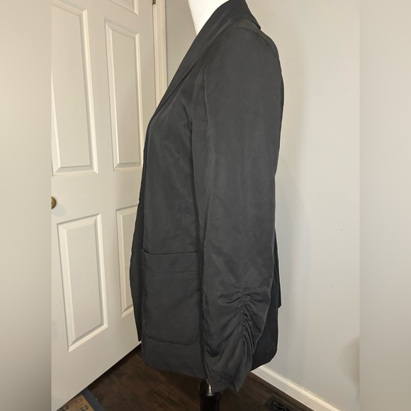 Elevenses Open Front Blazer with Ruched Sleeves - Picture 2 of 4